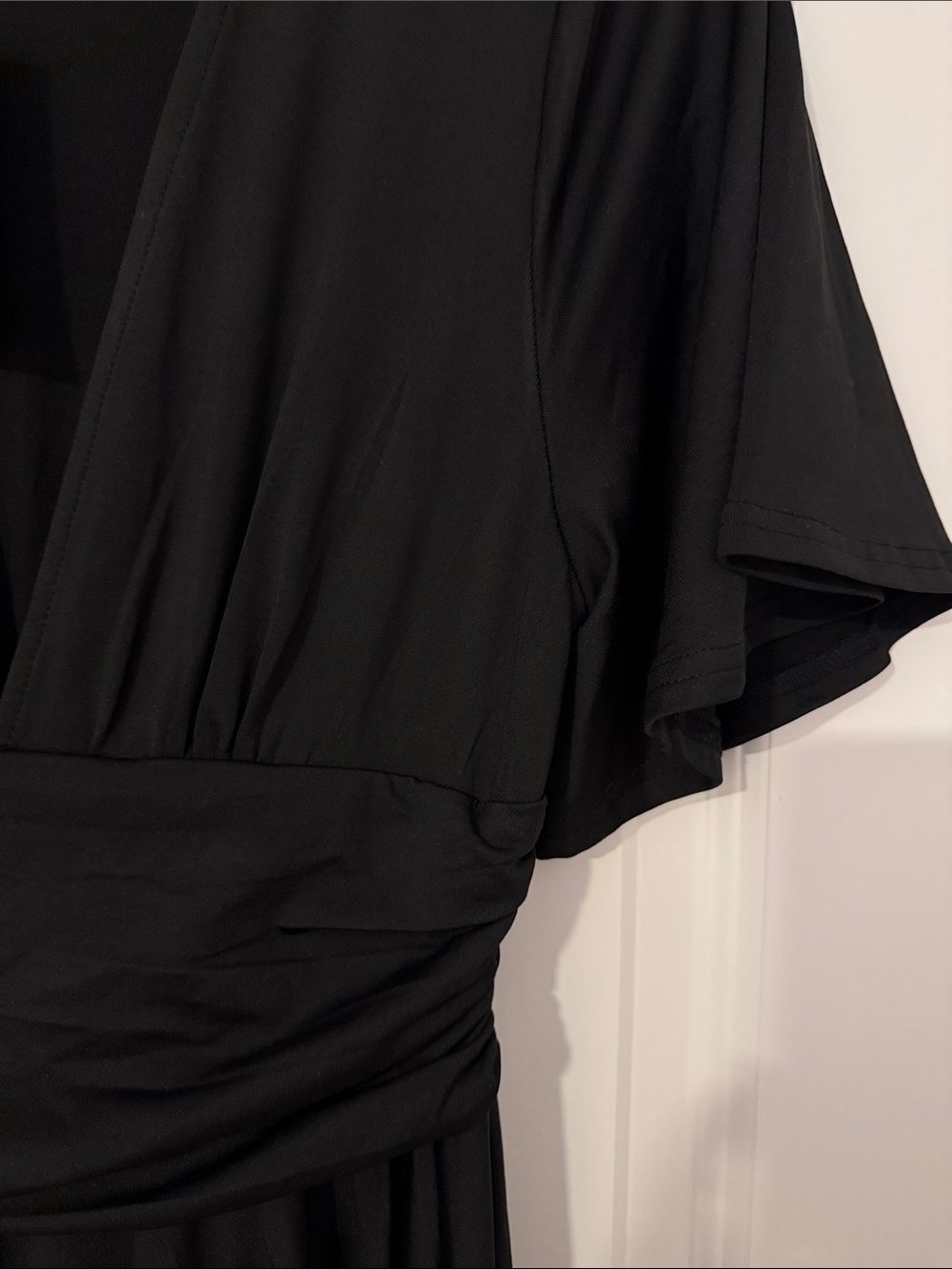 NWT Baltic Born Black V-Neck Midi Dress with Flutter Sleeves - Picture 3 of 4